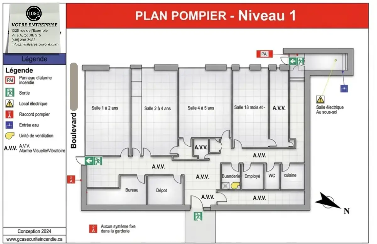 Exemple de plan de sécurité pour les pompiers conçu par GCA
